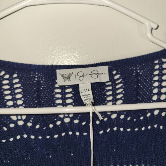New Jessica Simpson Blue Boho Long Cardigan L XL - Picture 6 of 16